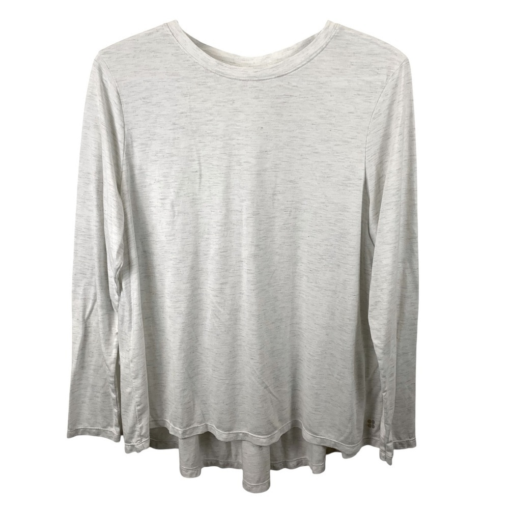 Sweaty Betty sz XL Focus Training Long Sleeve Womens Top Shirt Light Grey White